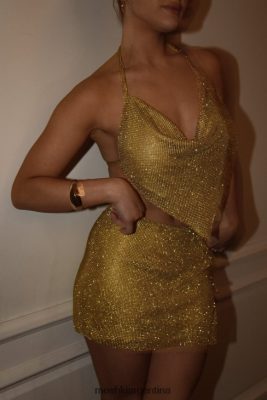 Meshki Argentina | Meshki Top halter con cuello desbocado y strass Daphne 06482X996 monasterio