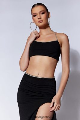 Meshki Argentina | Meshki Top halter con cuerda y diamantes de Arya 06482X1062 negro