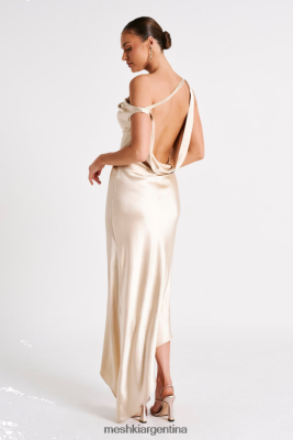 Meshki Argentina | Meshki Vestido largo lencero con bajo asimétrico Yvette 06482X49 oro