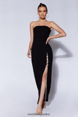 Meshki Argentina | Meshki Vestido largo sin tirantes con strass y abertura de imogen 06482X507 negro