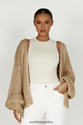 Meshki Argentina | Meshki cárdigan de punto grueso irina 06482X1627 gris pardo