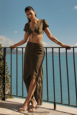 Meshki Argentina | Meshki falda larga cruzada de lino fatima 06482X1230 caqui