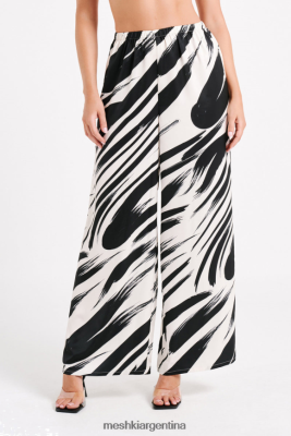 Meshki Argentina | Meshki pantalón de pernera recta de satén estampado marciela 06482X1236 impresión abstracta