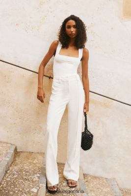 Meshki Argentina | Meshki pantalones de traje lisa de talle alto 06482X1274 marfil