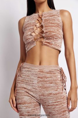 Meshki Argentina | Meshki top corto de punto con cordones angelica 06482X1109 tinte espacial marrón