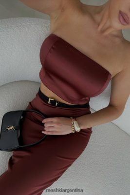 Meshki Argentina | Meshki top de tubo de satén monique 06482X1056 chocolate con cerezas