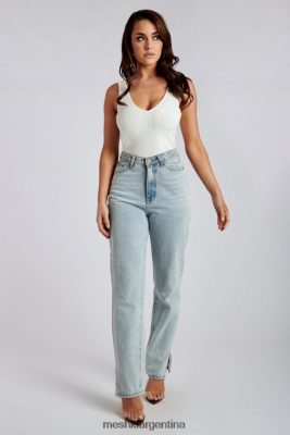 Meshki Argentina | Meshki vaqueros de pernera ancha con abertura lateral pia 06482X1382 azul claro