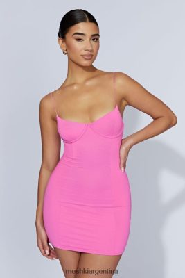 Meshki Argentina | Meshki vestido corto con contorno brumoso 06482X281 rosa chicle