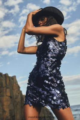 Meshki Argentina | Meshki vestido corto de lentejuelas romilly 06482X389 azul marino de medianoche