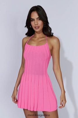 Meshki Argentina | Meshki vestido corto de punto con cuello halter koa 06482X519 rosa chicle