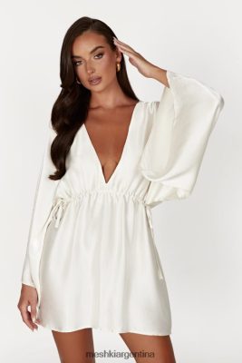 Meshki Argentina | Meshki vestido corto tipo kimono plisado esmeralda 06482X563 marfil