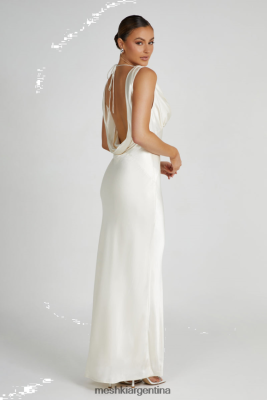 Meshki Argentina | Meshki vestido largo angelique de satén con espalda descubierta 06482X53 marfil