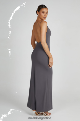 Meshki Argentina | Meshki vestido largo con tiras de nailon reciclado Nikkita 06482X104 carbón