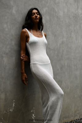 Meshki Argentina | Meshki vestido largo de punto estilo escalera Abbey 06482X253 blanco