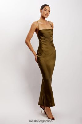 Meshki Argentina | Meshki vestido largo lencero con cuello recto sydney 06482X214 caqui
