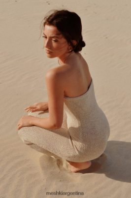 Meshki Argentina | Meshki vestido midi friya sin tirantes con hilo de cinta 06482X566 trigo