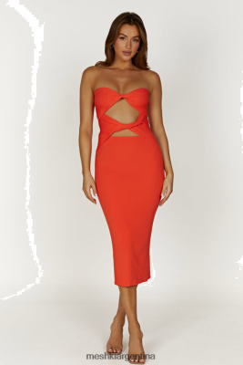 Meshki Argentina | Meshki vestido midi gabrielle de punto retorcido 06482X325 coral