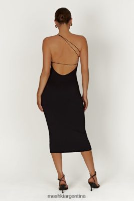 Meshki Argentina | Meshki vestido midi rosalind de nailon reciclado con un solo hombro 06482X377 negro