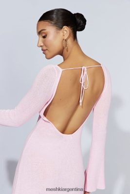 Meshki Argentina | Meshki zahra mini vestido de punto de manga larga con espalda abierta 06482X248 rubor rosa