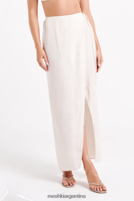 Meshki Ropa | Meshki falda larga cruzada de lino fatima 06482X1234 natural