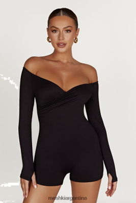 Meshki Ropa | Meshki mono corto aisling de nailon reciclado con hombros descubiertos 06482X1390 negro