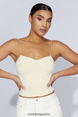 Meshki Ropa | Meshki top kaitlyn con escote en forma de corazón y tirantes finos 06482X1159 crema