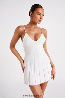 Meshki Ropa | Meshki vestido corto Kendra de punto de canalé 06482X69 blanco