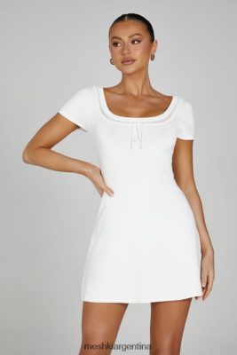 Meshki Ropa | Meshki vestido corto de punto georgia pointelle 06482X81 blanco