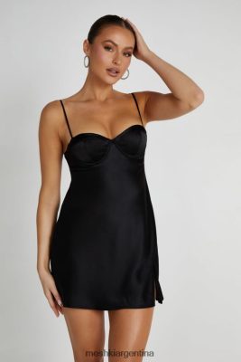 Meshki Ropa | Meshki vestido corto zahli de satén con puntadas superiores 06482X225 negro