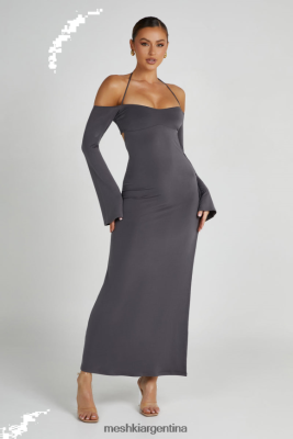 Meshki Ropa | Meshki vestido largo ajustado con hombros descubiertos tia 06482X99 carbón