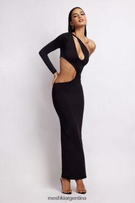 Meshki Ropa | Meshki vestido largo joyce con un hombro descubierto 06482X478 negro