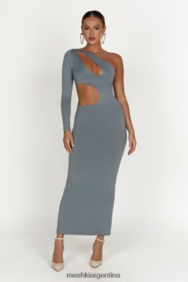 Meshki Ropa | Meshki vestido largo joyce de nailon reciclado con aberturas 06482X309 carbón ligero