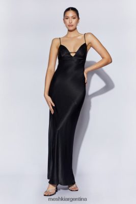 Meshki Ropa | Meshki vestido lencero largo con lazo en la espalda cora 06482X709 negro
