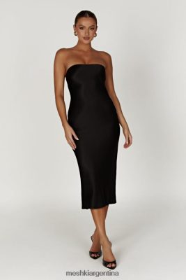 Meshki Ropa | Meshki vestido midi de satén sin tirantes Tyler 06482X568 negro