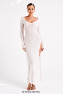Meshki Ropa | Meshki vestido midi tipo pareo de punto imelda 06482X22 blanco